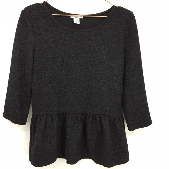 Bar III Tops - Black Sparkle Shirt Peplum Hem Ruffle XL